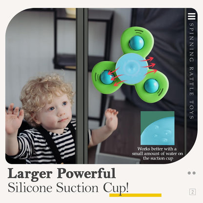 ALASOU 3PCS Suction Cup Spinner Toys for 1 Year Old Boy Girl|Spinning Tops Bath Toys for Kids Ages