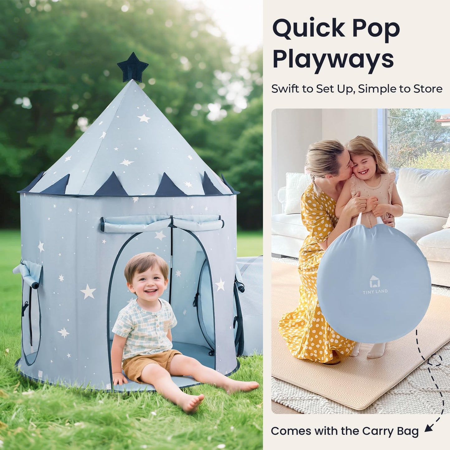 Tiny Land 3-in-1 Kids Play Tunnel with Ball Pit & Tent, Pop-Up Crawl Toy