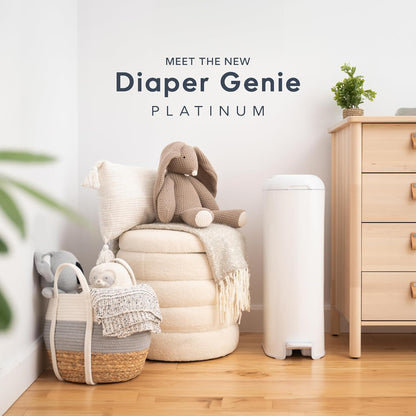 Diaper Genie Platinum Pail Gift Set, Lily White, Made of Durable Stainless Steel and Includes 2