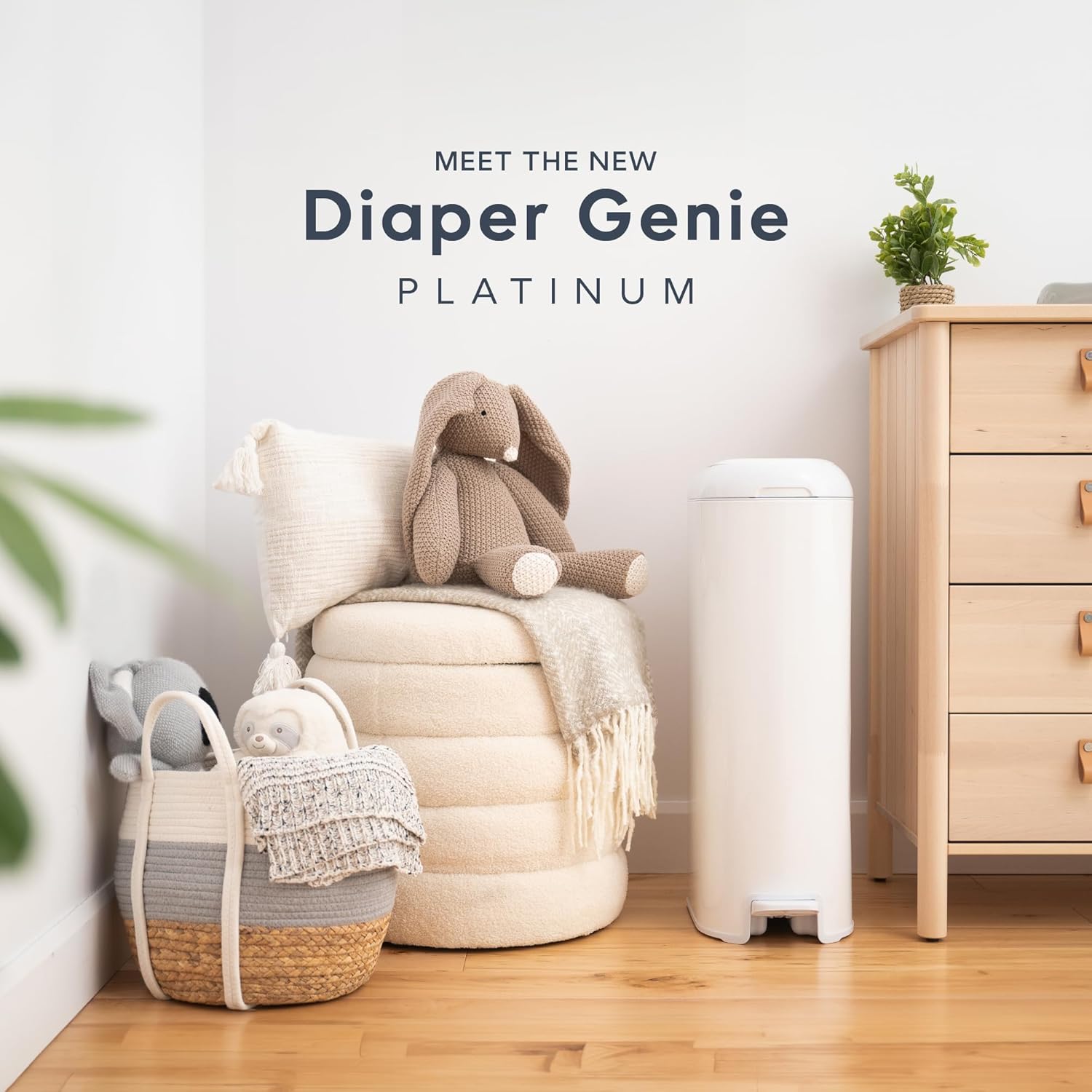 Diaper Genie Platinum Pail (Lilly White) is Made of Durable Stainless Steel and Includes 1 Easy