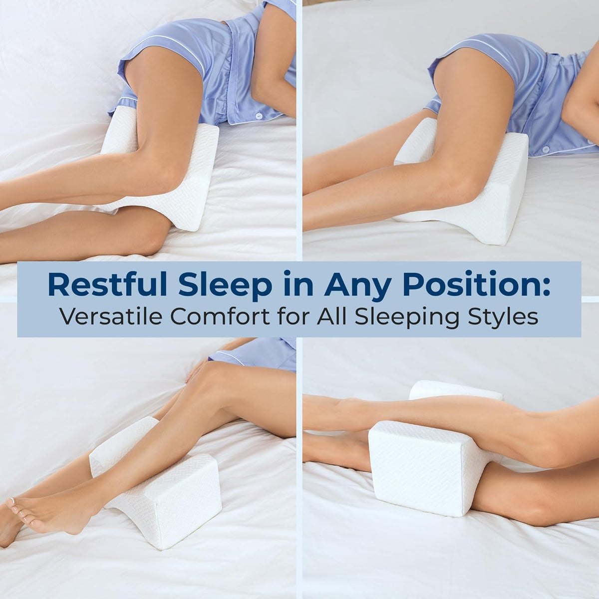 5 STARS UNITED Knee Pillow for Side Sleepers - Hip Pain Relief, Memory Foam Leg Cushion for Side