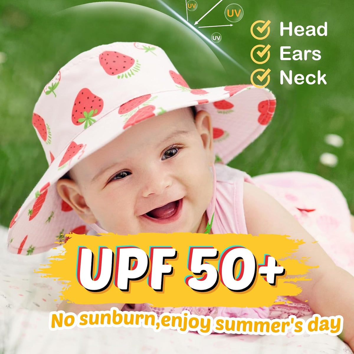 Baby Sun Hat Kids Summer UPF 50+ Toddler Bucket Hat Wide Brim Adjustable Beach Hats for Boys Girls