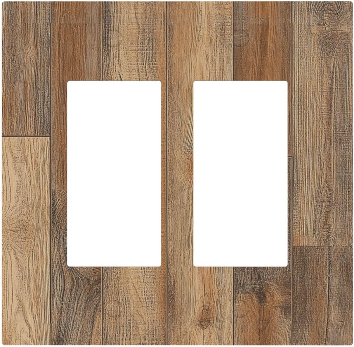 Decorative Outlet Covers Retro Rustic Brown Wood Grain 2 Gang Double Gfci Rocker Electrical Wall