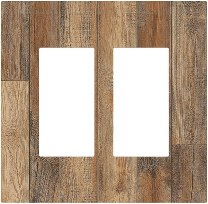 Decorative Outlet Covers Retro Rustic Brown Wood Grain 2 Gang Double Gfci Rocker Electrical Wall