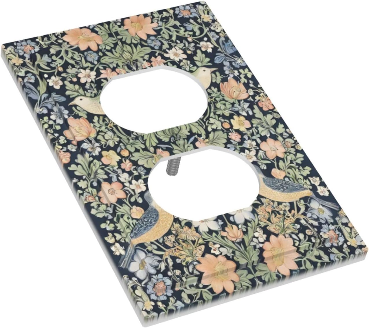 Decorative Outlet Covers Rustic Morris Birds Green Leaf Flower 1 Gang Duplex Light Switch Cover