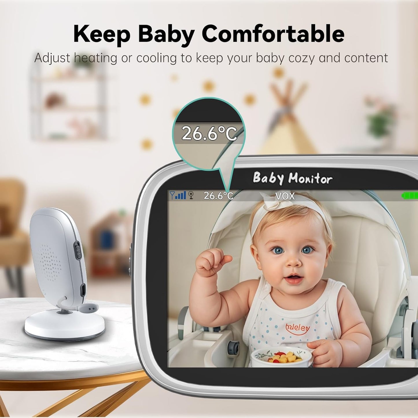 No WiFi Baby Monitor with Camera and Audio,Lag-Free Connection,Plug & Play,IPS Screen,HD