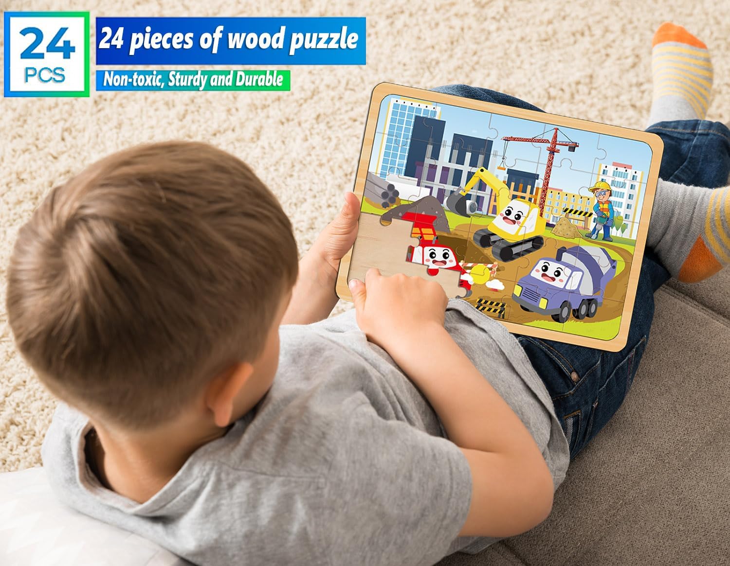 Puzzles for Kids Ages 4-6, Set of 4 Packs with 24-Piece,Preschool Educational Brain Teaser Toys for