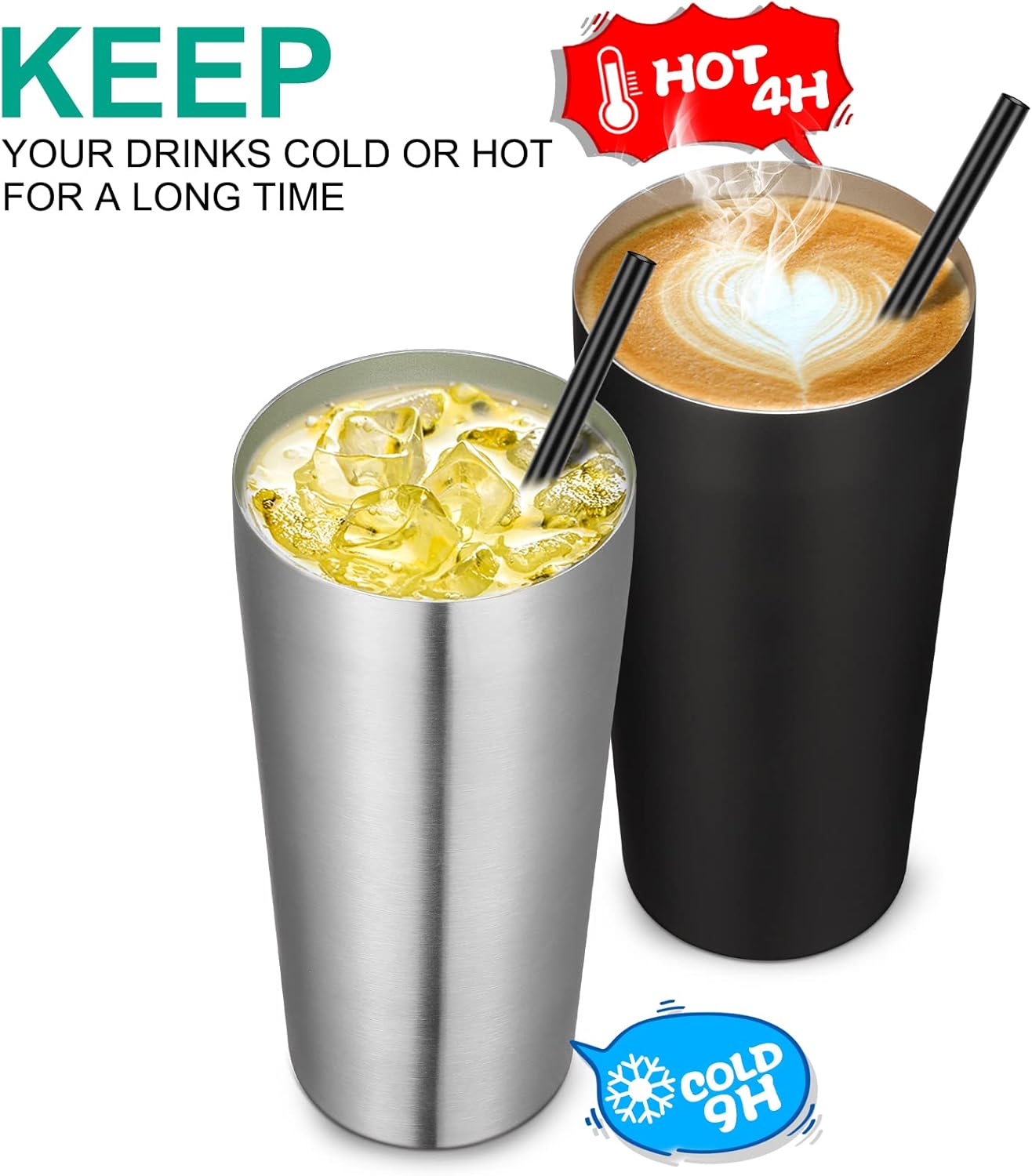 VEGOND 20oz Tumbler Bulk with Lid and Straw 12 Pack, Stainless Steel Vacuum Insulated Tumbler