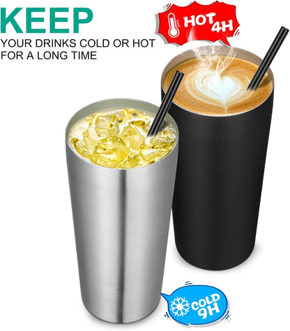 VEGOND 20oz Tumbler Bulk with Lid and Straw 12 Pack, Stainless Steel Vacuum Insulated Tumbler