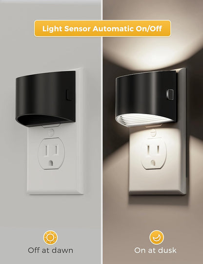 L LOHAS LED Night Lights Plug into Wall 2 Pack, Nightlight with Dusk to Dawn Sensor,3 Level