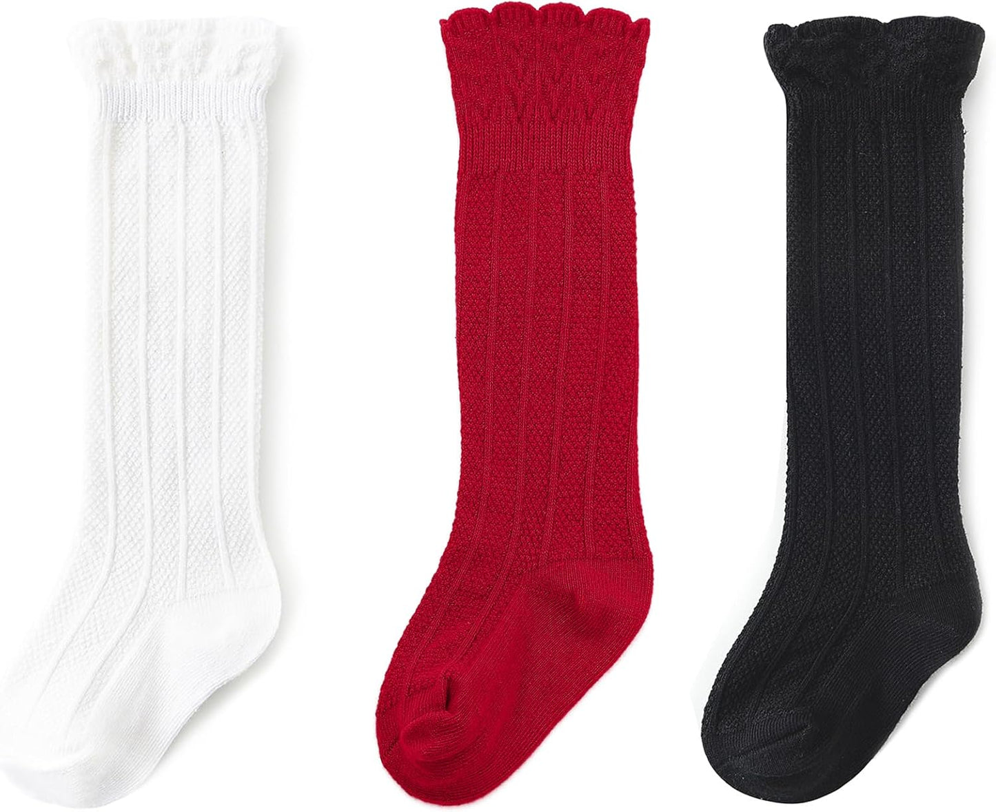 Zando Baby Knee High Socks - Infant to Toddler, Cotton Ruffle Socks, Warm Girls & Boys Long