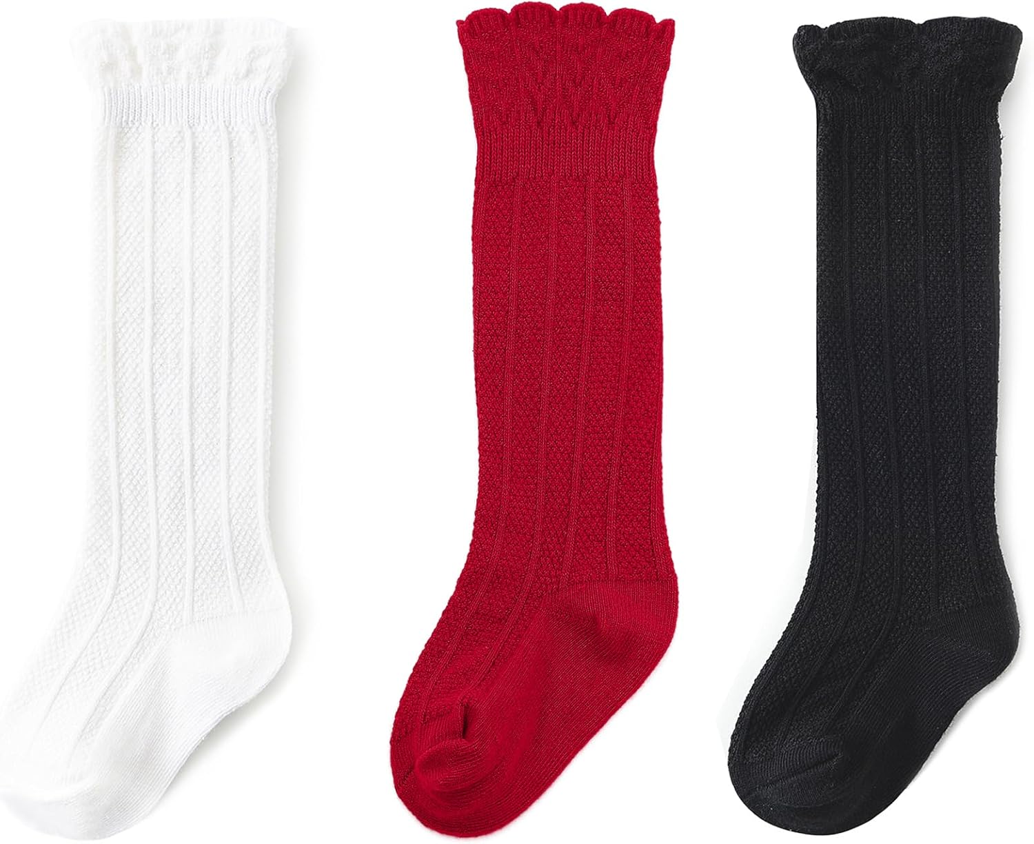 Zando Baby Knee High Socks - Infant to Toddler, Cotton Ruffle Socks, Warm Girls & Boys Long
