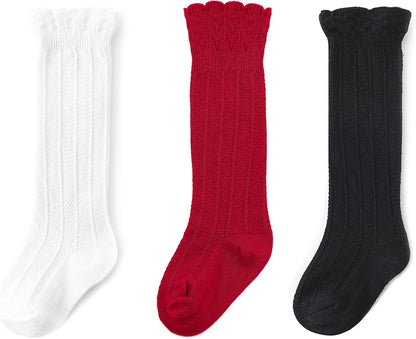 Zando Baby Knee High Socks - Infant to Toddler, Cotton Ruffle Socks, Warm Girls & Boys Long