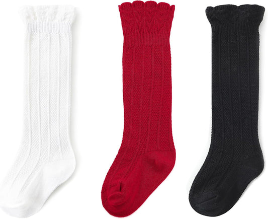 Zando Baby Knee High Socks - Infant to Toddler, Cotton Ruffle Socks, Warm Girls & Boys Long