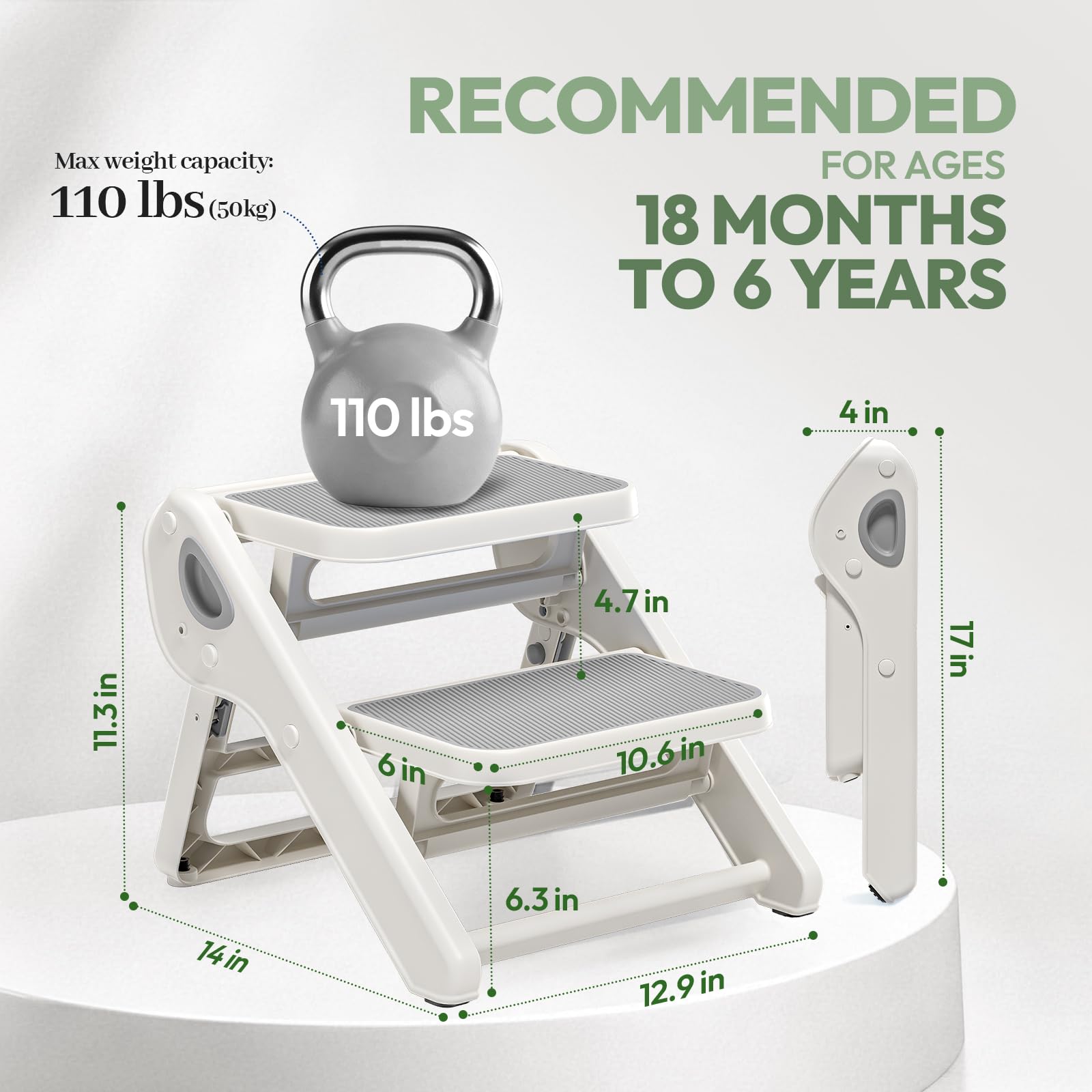Foldable Toddler Step Stool for Bathroom Sink, Toilet, Bedroom, Kitchen – Non-Slip, Space-Saving