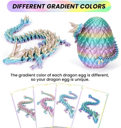 3D Printed Dragon Egg, Mystery Crystal Dragon Egg Fidget Toys Surprise, Articulated Crystal Dragon
