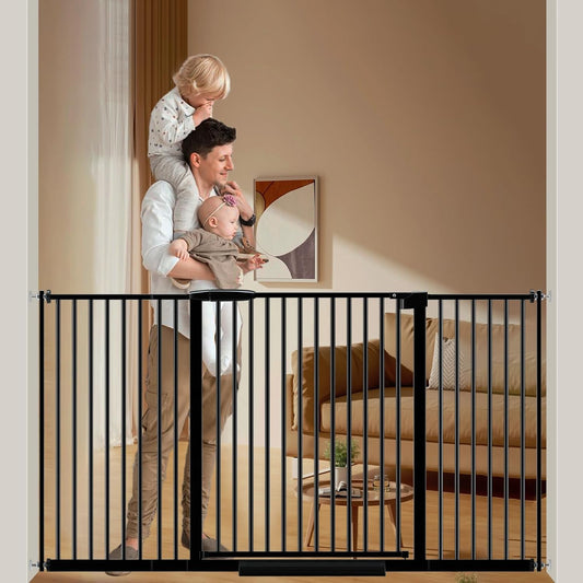 DEARBB Extra Wide Baby Gate Ultra Narrow Spacing 30.11-77.36" Pressure Mounted Double Lock Swing