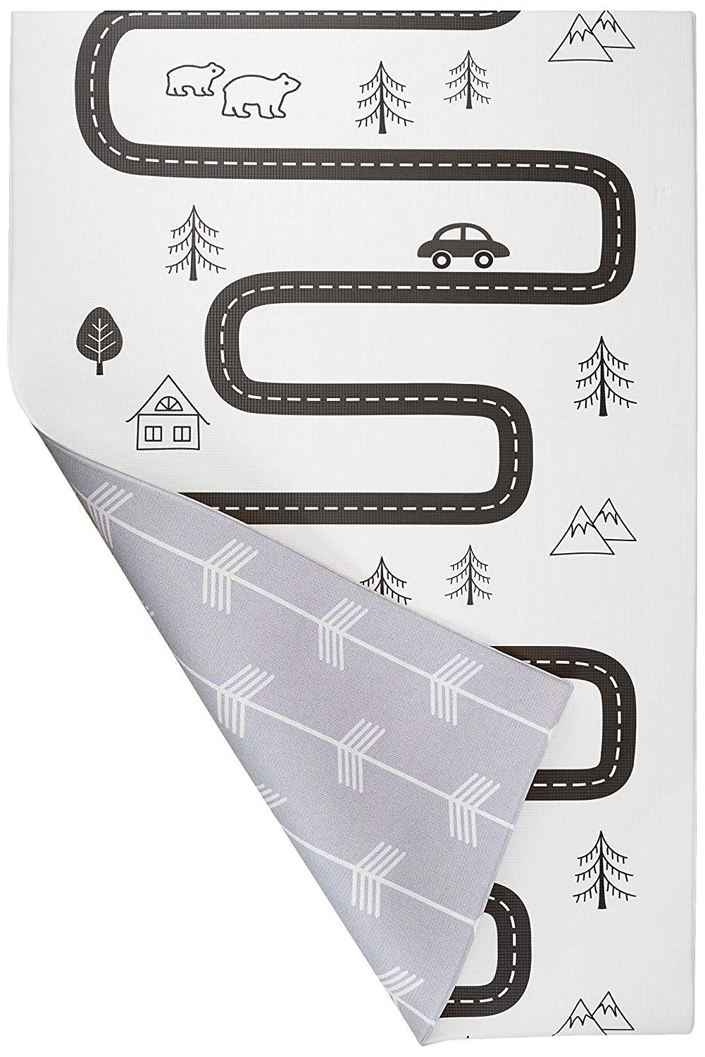 Baby Care Play Mat (Large, Nordic Trails - Morning Fog Arrows) 82'' x 55'' Original One-Piece