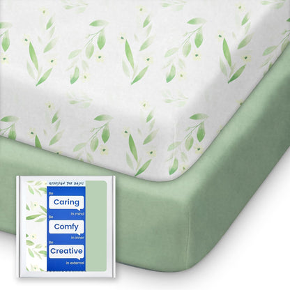 Pack N Play Sheets Fitted for Girls Boys, TotBasic Boho Mini Crib Sheets for Pack and Play/Mini
