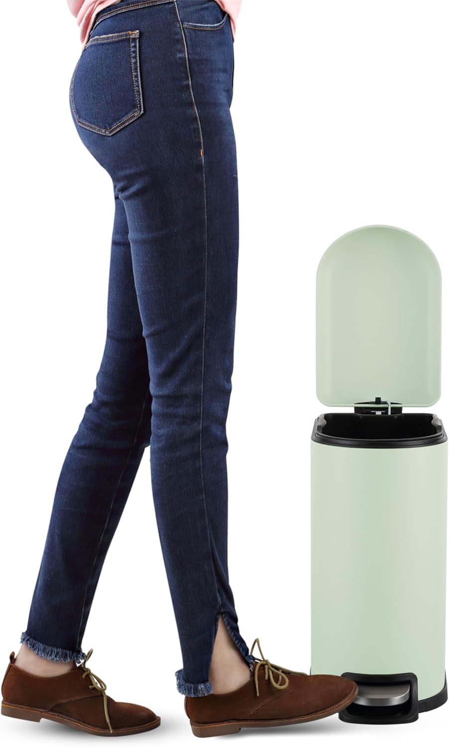 happimess HPM1009E Roland Mini 2.6-Gallon Step-Open Trash Can, Pistachio Gelato,with Soft-Close