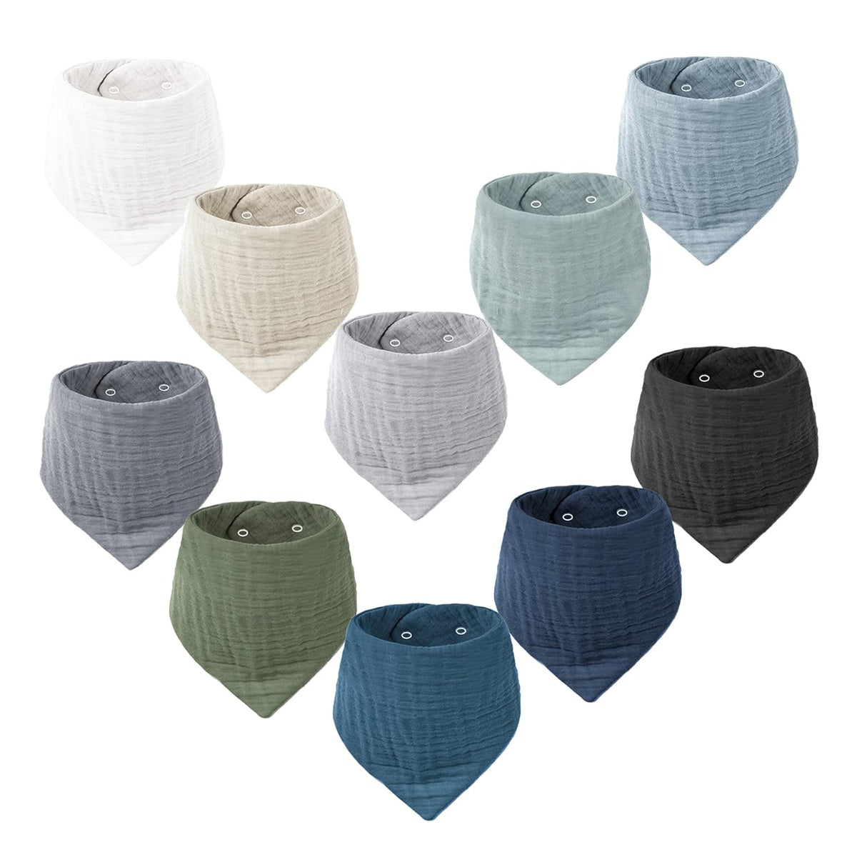 Konssy Muslin Baby Bibs 10 Pack Baby Bandana Drool Bibs 100% Cotton for Unisex Boys and Girls, Soft