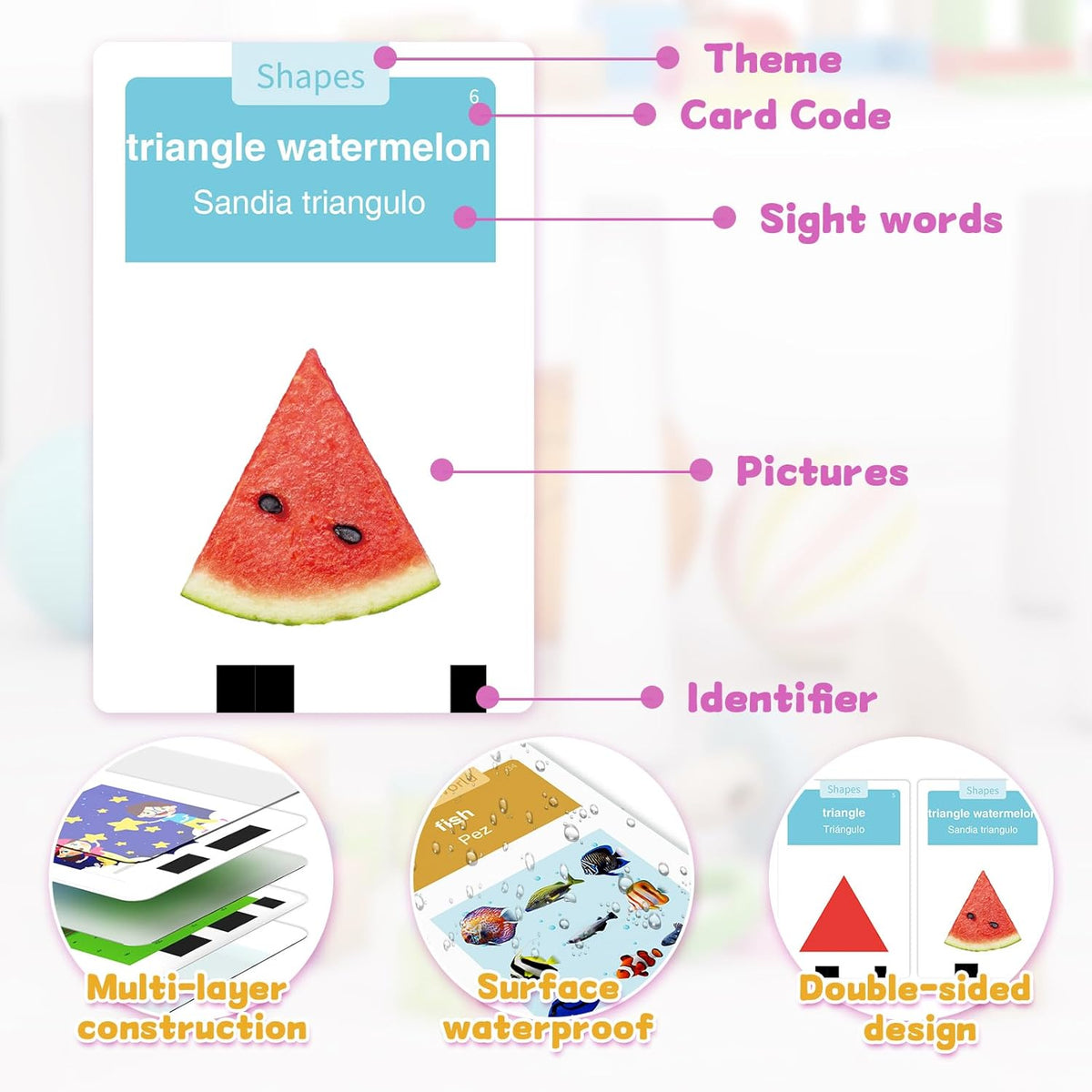 Toddlers Bilingual Spanish & English Talking Flash Cards with 288 Sight Words, Speech Therapy Toys