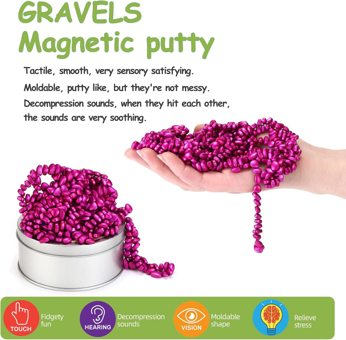 550pcs Rose-red Magnet Balls Desk Toys for Adults, Ferrite Crags Magnetic Putty Desk Fidget Toys