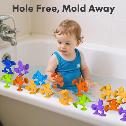 Unique Suction Bath Toys for Baby Kids Ages 1-3, No Hole Bath Toy Silicone Animal Sensory Fidget