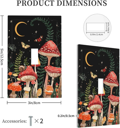 Moon Star Red Mushroom Forest Butterfly Green Plant Decorative Light Switch Cover 1 Gang Single