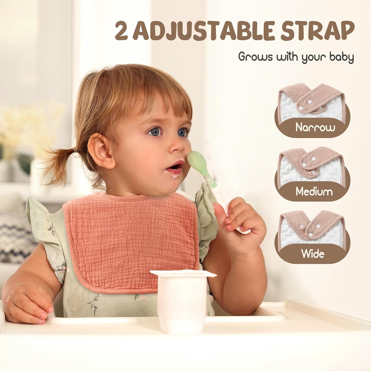 6-Pack Muslin Baby Bibs for Unisex Boys Girls, Cotton Baby Drool Bibs, Drooling and Teething Bibs