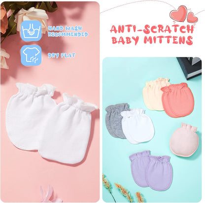 Syhood 6 Pairs Newborn Baby Mittens Cotton No Scratch Infant Gloves Mitten for Baby 0-6 Months Boys