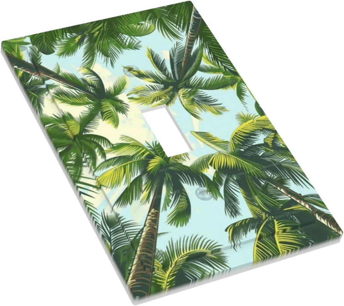 Summer Sky Coconut Palms Trees Green Plants Leaf Decorative Light Switch Cover 1 Gang Single Toggle