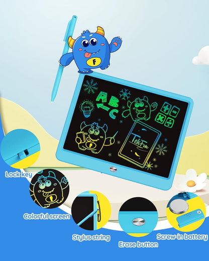 TEKFUN LCD Writing Tablet for Kids Boys Toys, 12 Inch Erasable Doodle Board Colorful Doodle Pad