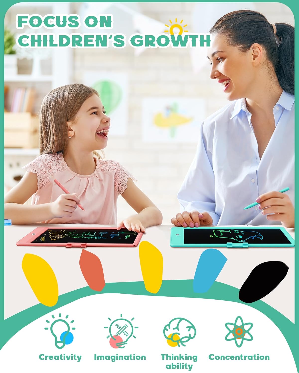 Bravokids 10 Inch LCD Writing Tablet for 3 Year Olds - Electronic Drawing Pad and Doodle Board as
