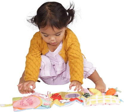 Manhattan Toy Mini-Apple Farm Soft Activity Crinkle Book for Baby & Toddler with Discovery Mirror
