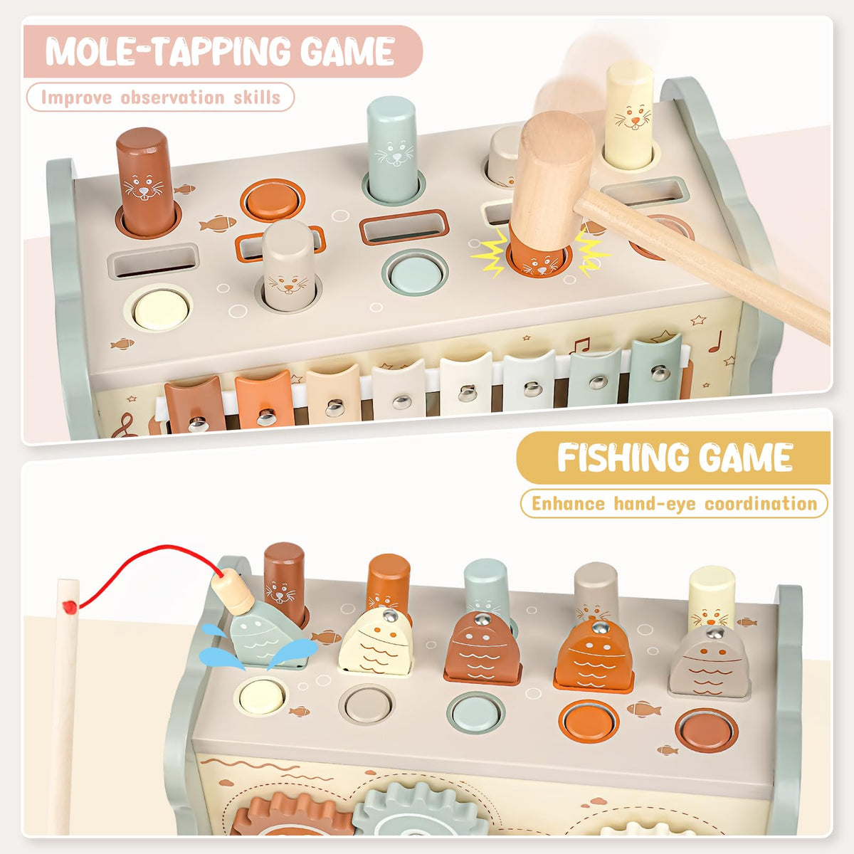 Joyreal Wooden Montessori Toys for 1 Year Old Hammering Pounding Toys