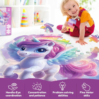 45pcs Unicorn & Mermaid Double-Sided Floor Puzzles, Ages 3-8, 27.6x32 In, Waterproof, EVA Material