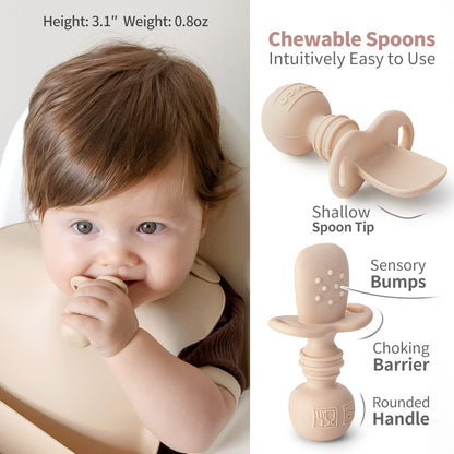 SAMiGO Silicone Baby Feeding Set, Suction Plate Bowl Set, Self Feeding Spoons, Bib, Cup, Baby Led