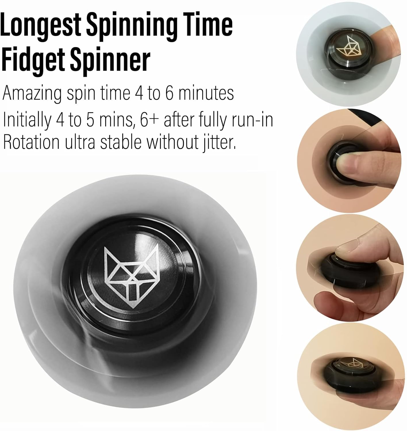 FREELOVE Metal Fidget Spinner, Stainless Steel Heavy, Long Spinning Toys, Cool Silent, Small Mini