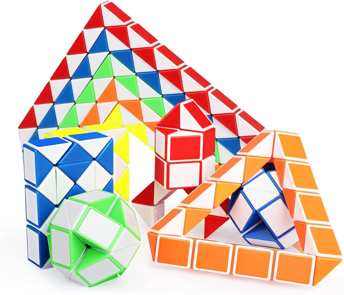 Ganowo 24 Pack Fidget Snake Cube, Mini Twist Puzzle Party Bag Fillers Bulk Toys for Kids Teens