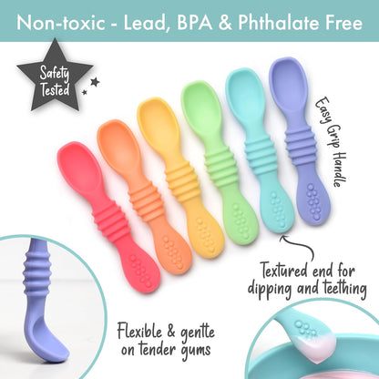 PrimaStella Silicone Chew Spoon Set for Babies and Toddlers | Safety Tested | BPA Free | Microwave