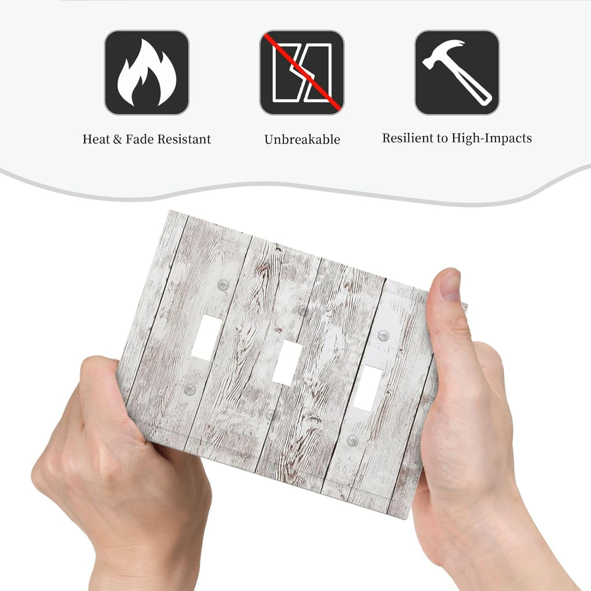 Decorative Switch Plates Rustic Vintage White Wood Grain 3 Gang Wall Plate Triple Toggle Light