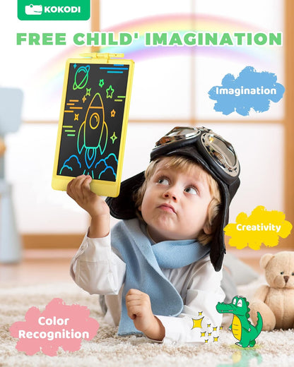 KOKODI LCD Writing Tablet, 10 Inch Colorful Toddler Doodle Board Drawing Tablet, Erasable Reusable