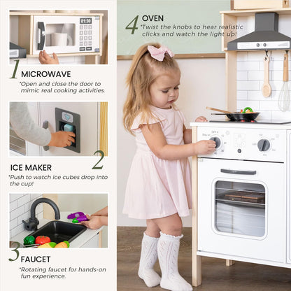 Tiny Land Play Kitchen for Kids – Real Lights, Sounds & Adjustable Height