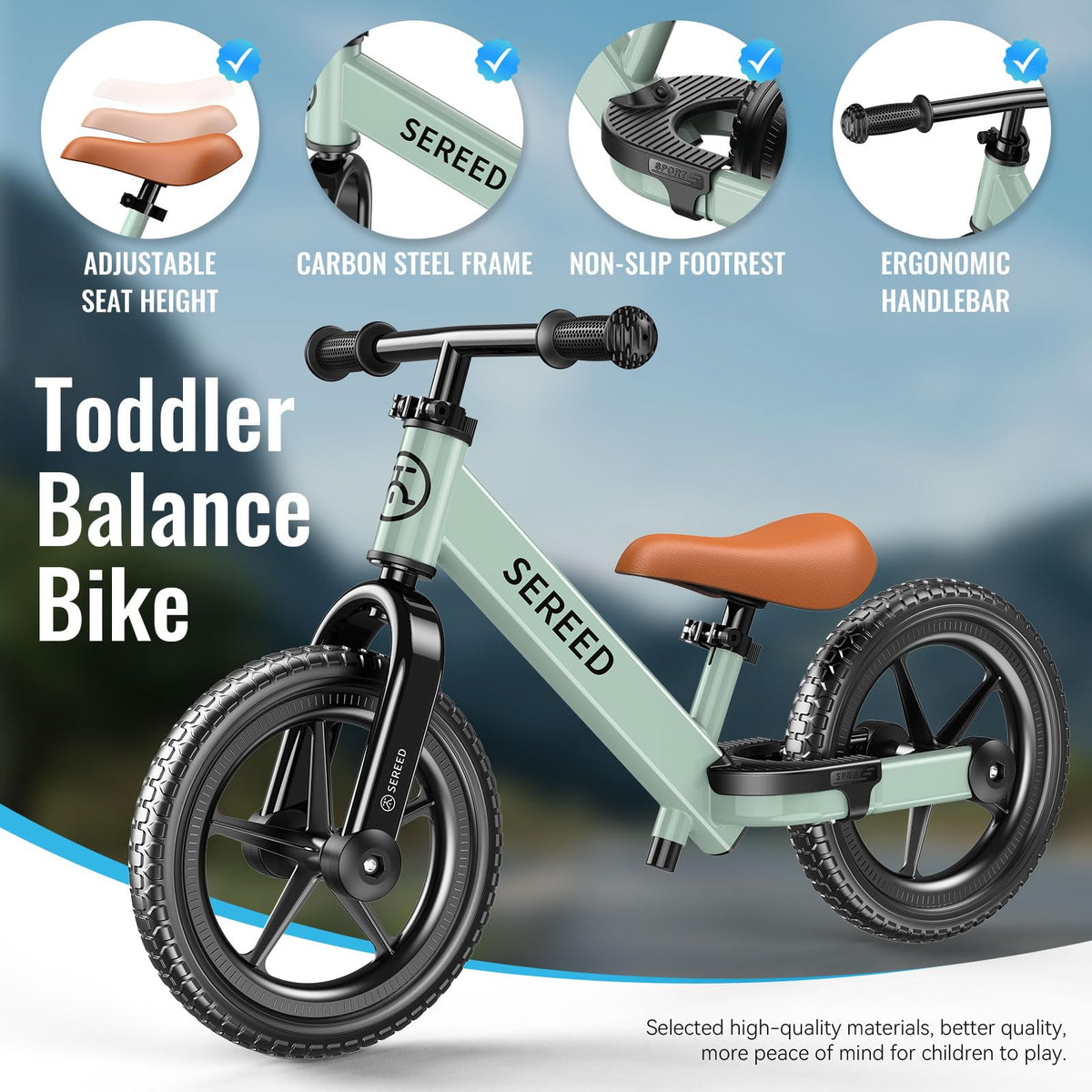 SEREED Toddler Balance Bike 2 Year Old Adjustable Bike Toy for 2-5 Boy Girl