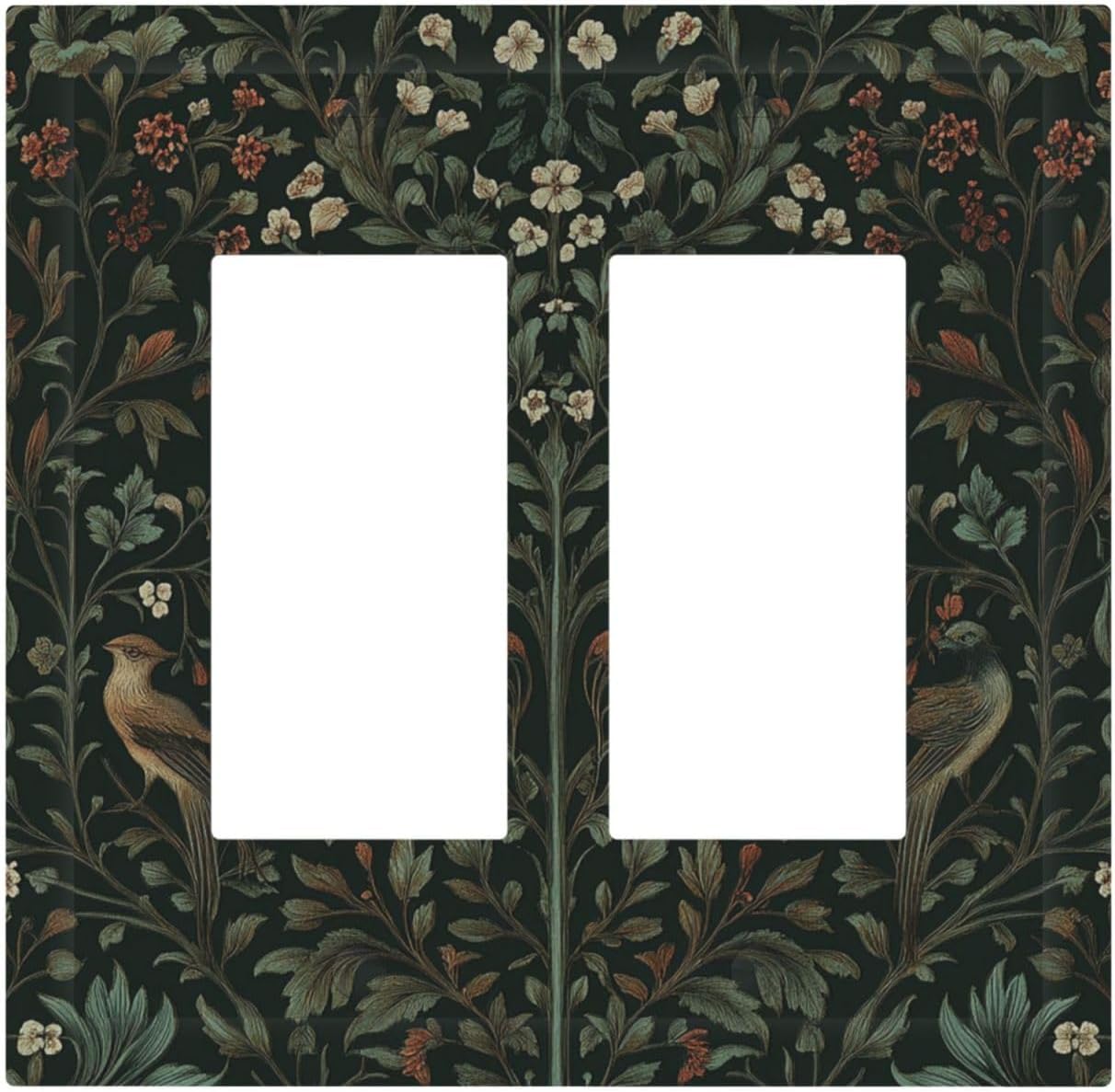 Decorative Outlet Covers Vintage Morris Colorful Flower Green Leaf 2 Gang Double Gfci Rocker