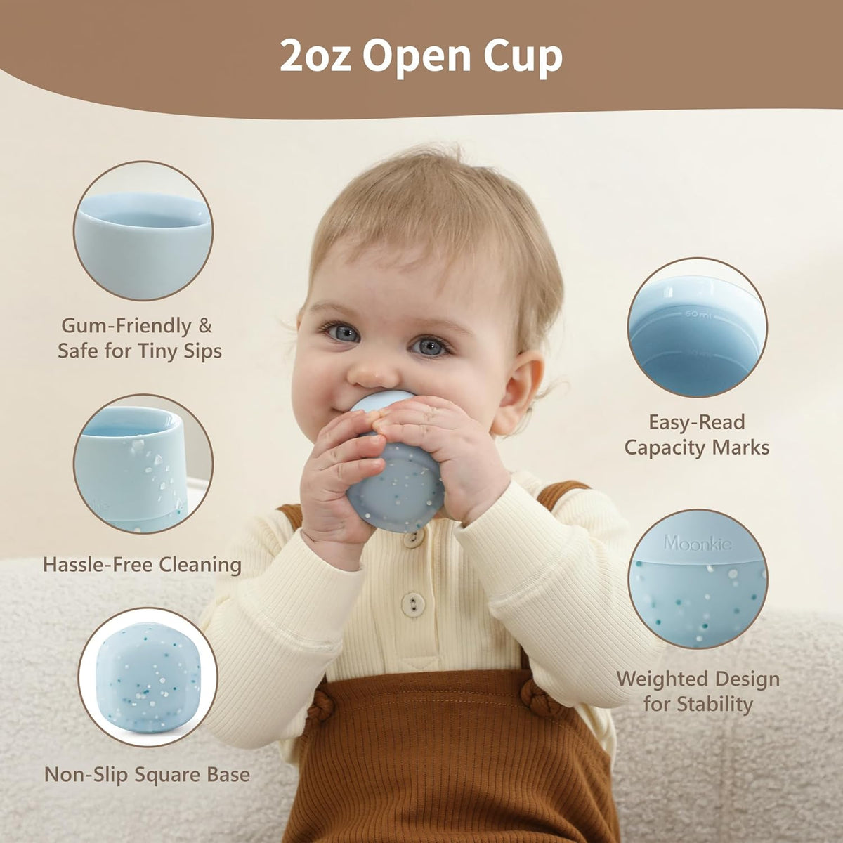 Moonkie Silicone Baby Cups 4 Months+ | Open Training Drinkware for Infants with Confetti Sprinkles