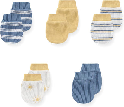 5 Pack Unisex New Born Boy Girls No Scratch Mittens Cotton Soft Baby Gloves Accessory 0-3 Months
