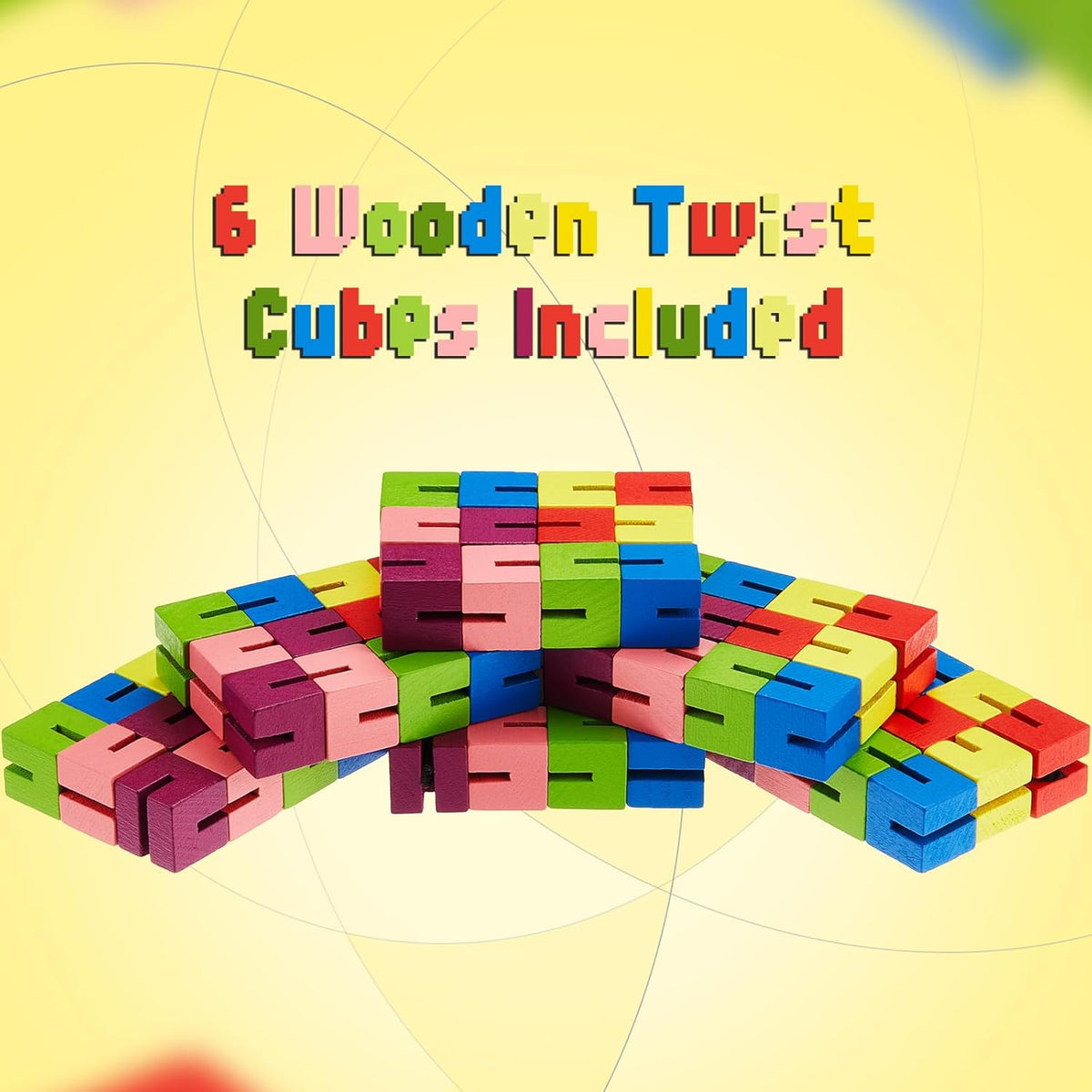 Wooden Toy Twist Block Cubes Puzzle Sensory Toys for Teens Party Favors for Boys and Girls (12