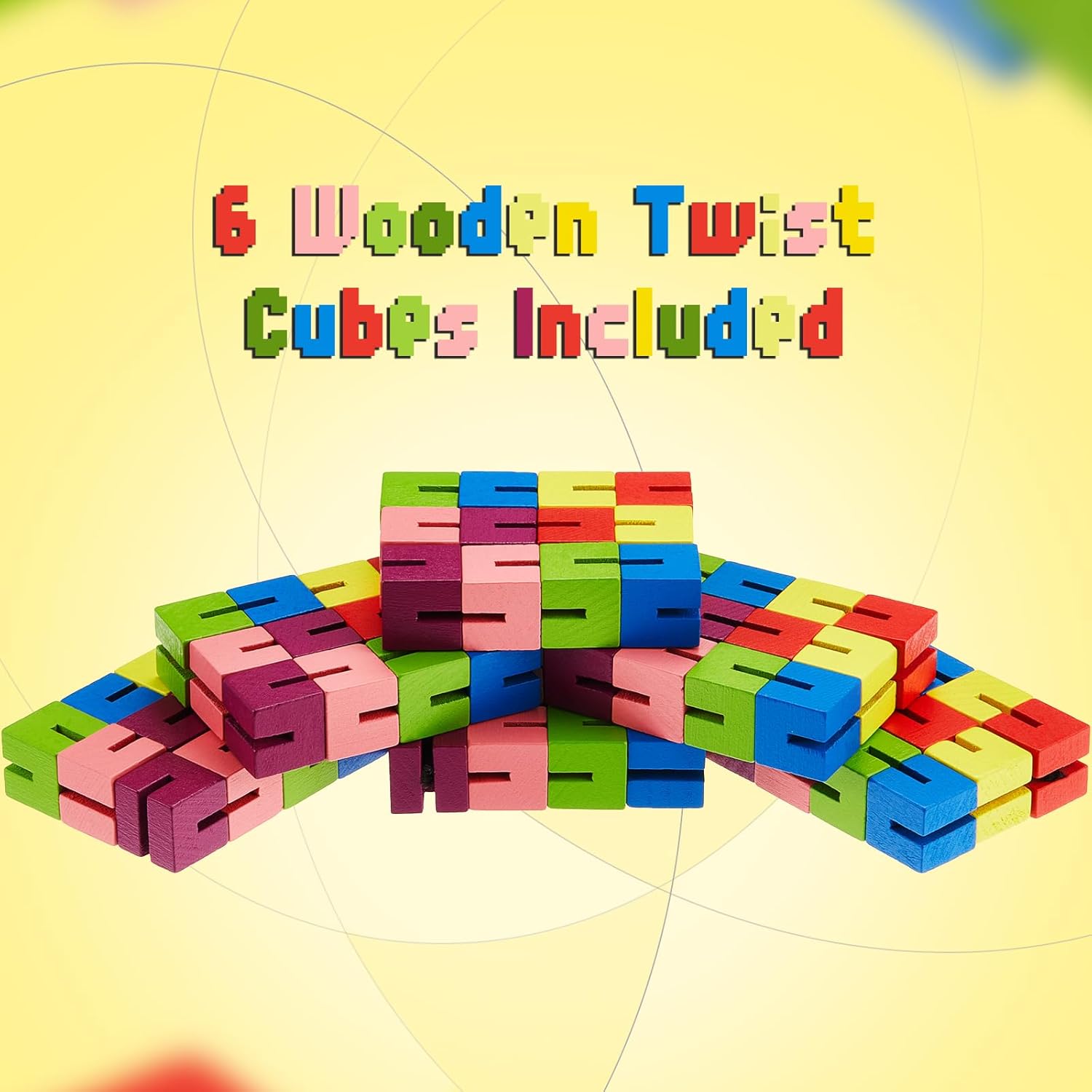 Wooden Toy Twist Block Cubes Puzzle Sensory Toys for Teens Party Favors for Boys and Girls (12